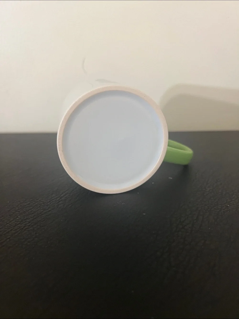 Lavender Bloom White and Green Ceramic Mug - Heart Handle